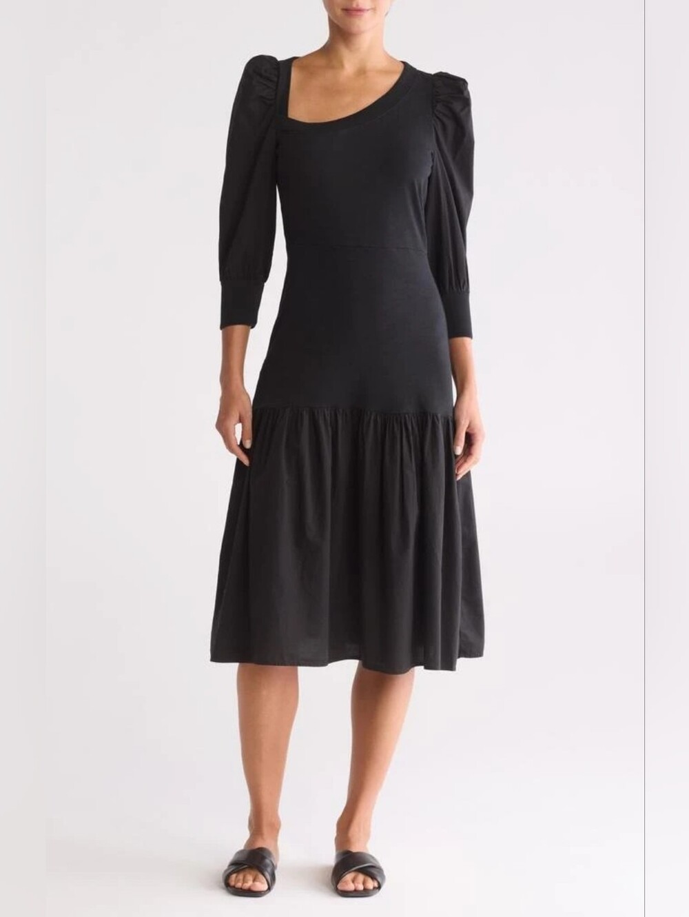 Nation LTD - Catalina Asymmetric Dress in Jet Black